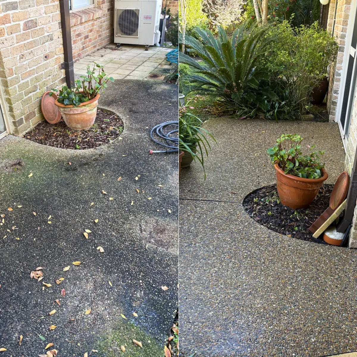 Before and after: Exposed Aggregate Courtyard and Planter
