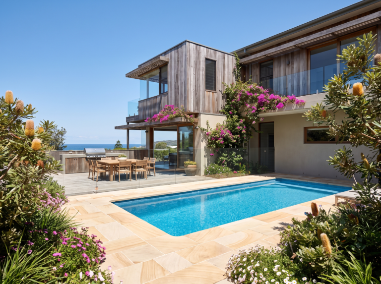 Northern Beaches home with clean pool surround and deck ready for summer