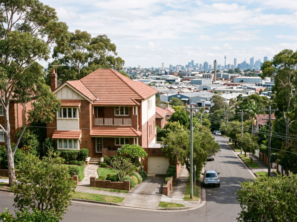 Interwar brick home on a ridge street in Artarmon with clean render and terracotta roof