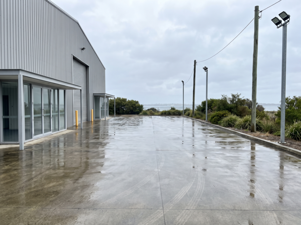 Clean commercial office frontage and warehouse hardstand in Banksmeadow near Botany Bay