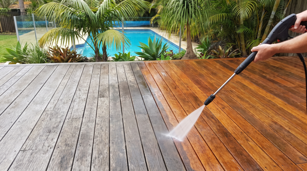 Deck cleaning in a Sydney backyard — The Prestige Standard