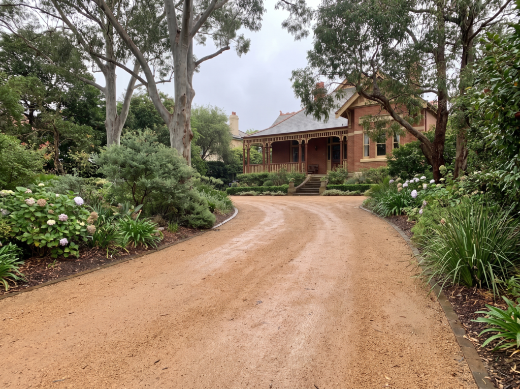 Wide Federation carriage driveway in Rose Bay freshly surface-cleaned to an even finish