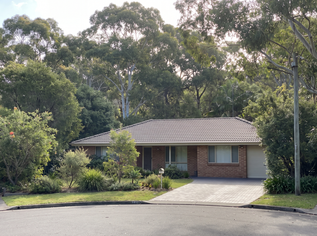 Bush-backed brick family home on a quiet cul-de-sac in East Killara with clean driveway and roof