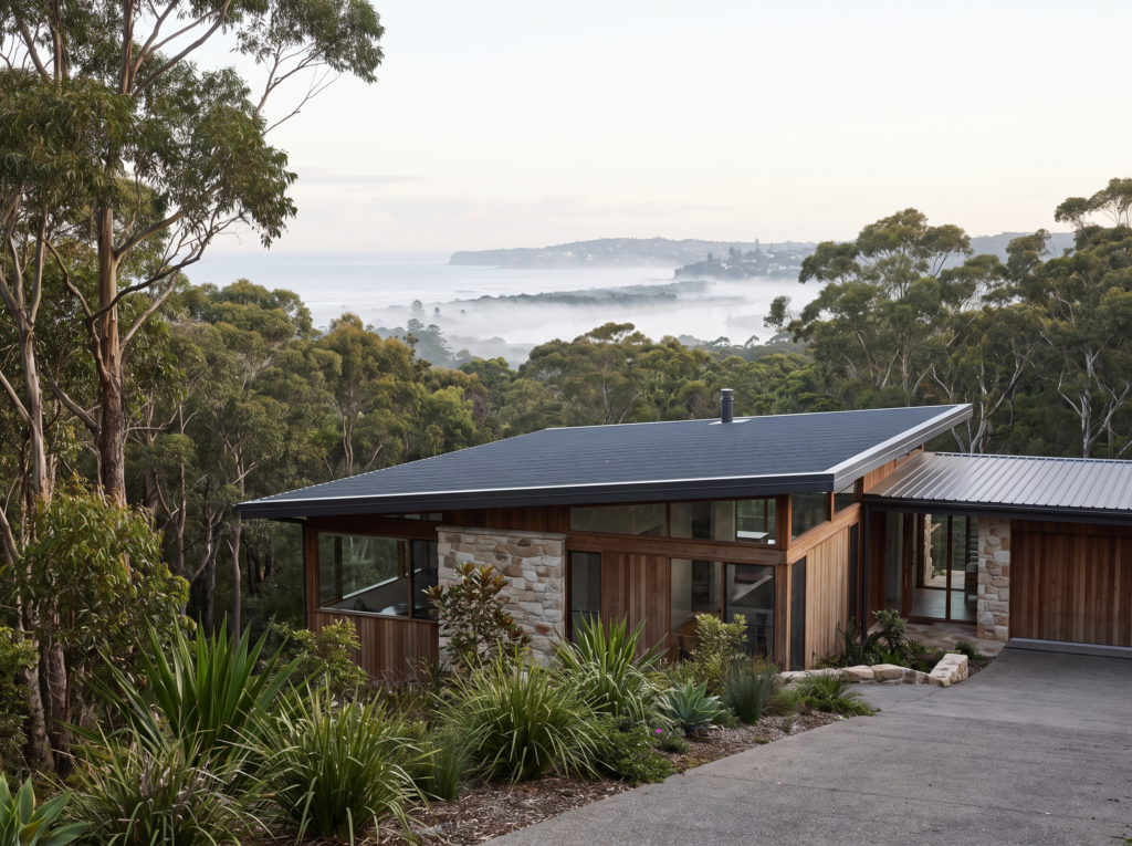 Ridge-top home above Narrabeen Lagoon in Elanora Heights with clean gutters and roof