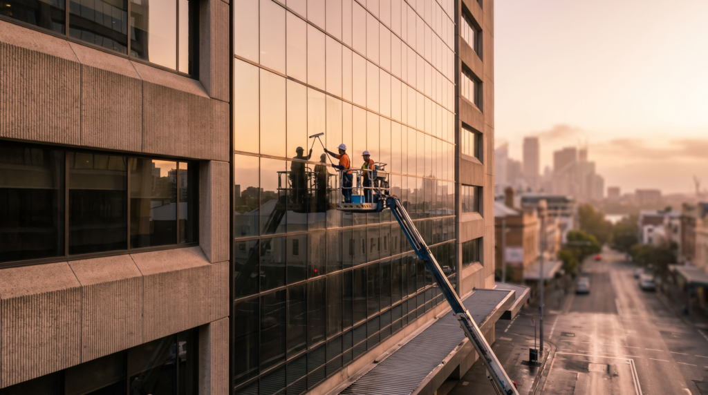 Facade cleaning of a Sydney commercial building — The Prestige Standard