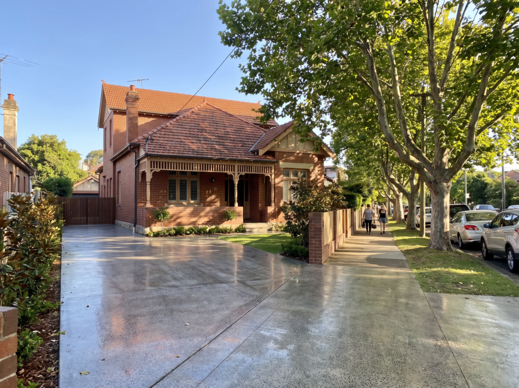 Federation brick home with wide freshly cleaned driveway in Kensington
