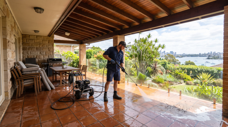 Patio cleaning at a Sydney home — The Prestige Standard