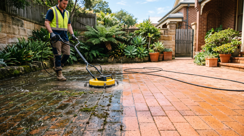 Paver cleaning in a Sydney courtyard — The Prestige Standard
