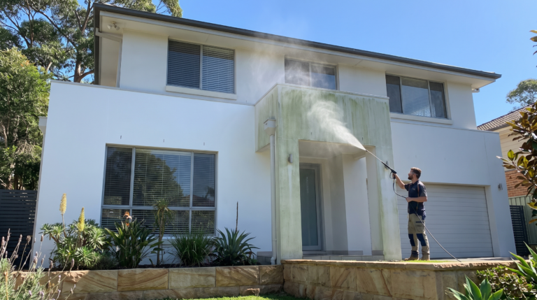 Render cleaning on a modern Sydney home — The Prestige Standard