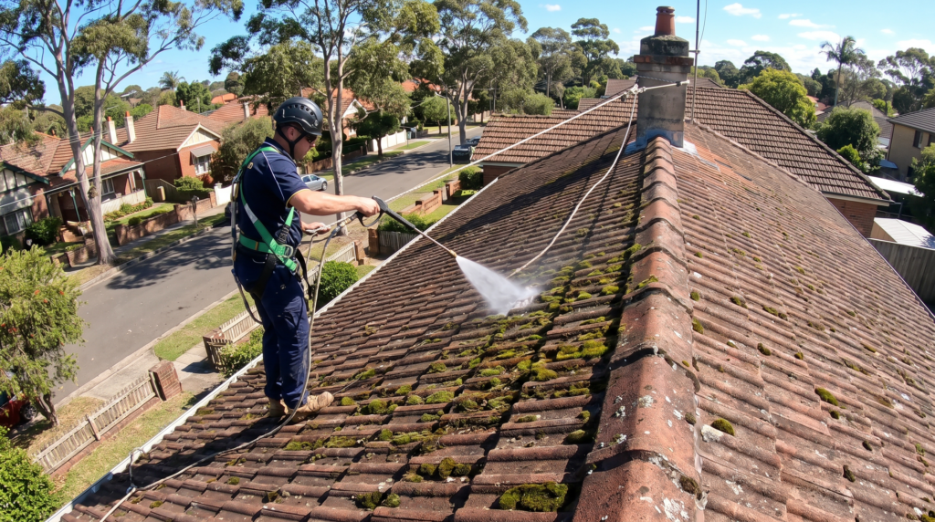 Roof moss treatment on a Sydney tile roof — The Prestige Standard