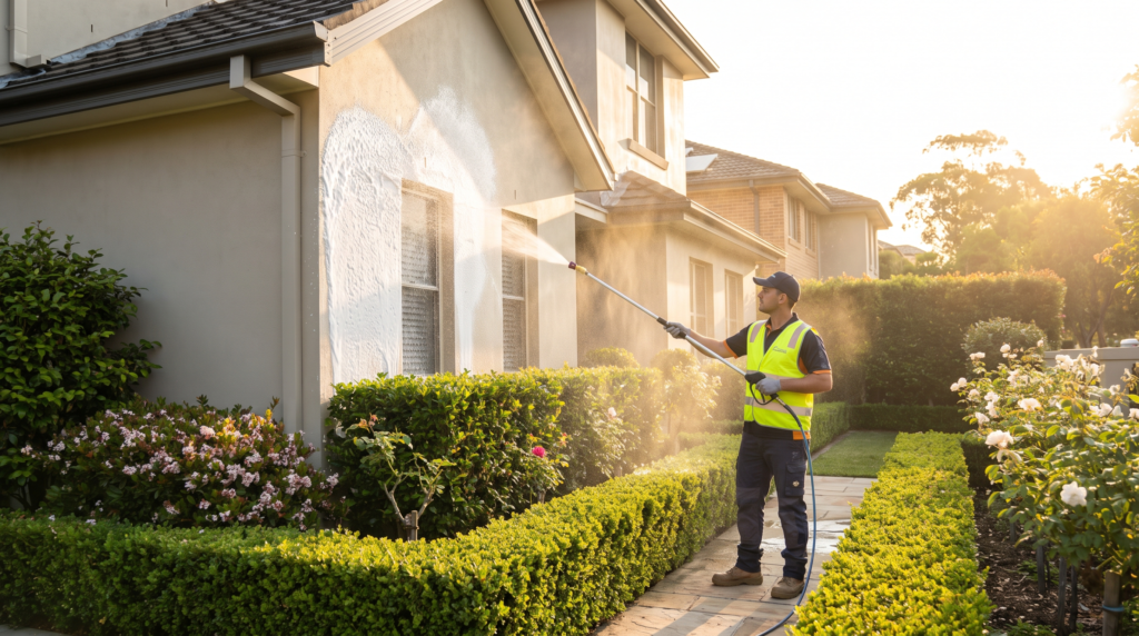 Soft washing a rendered Sydney home — The Prestige Standard