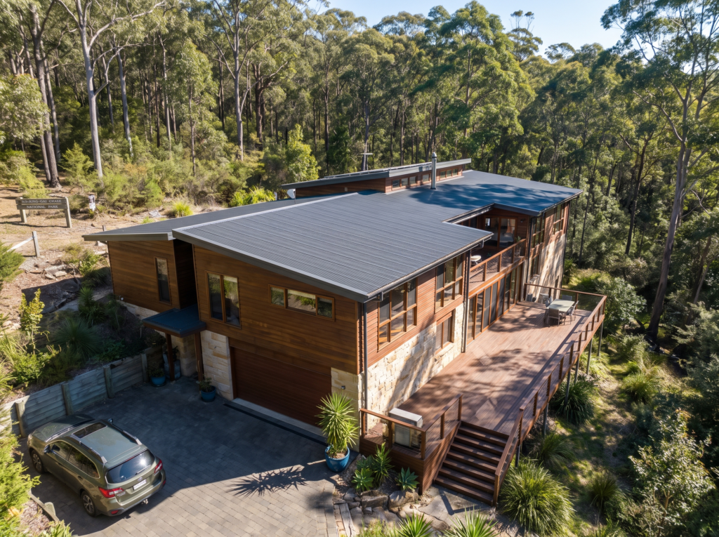 Large family home at the bushland edge of St Ives Chase near Ku-ring-gai Chase with clean gutters