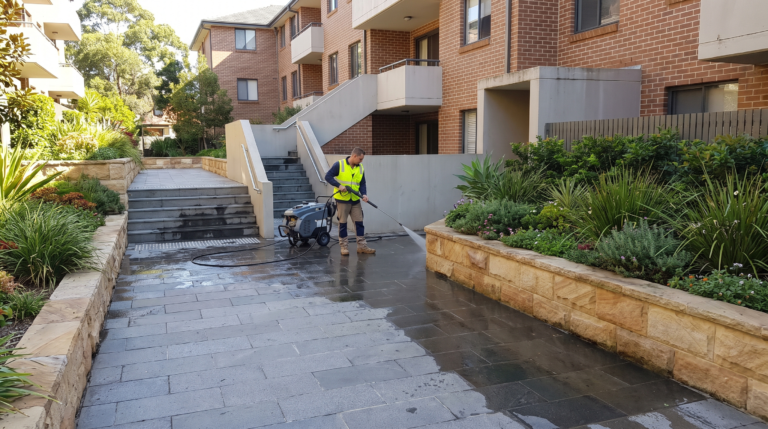 Strata common area pressure cleaning in Sydney — The Prestige Standard