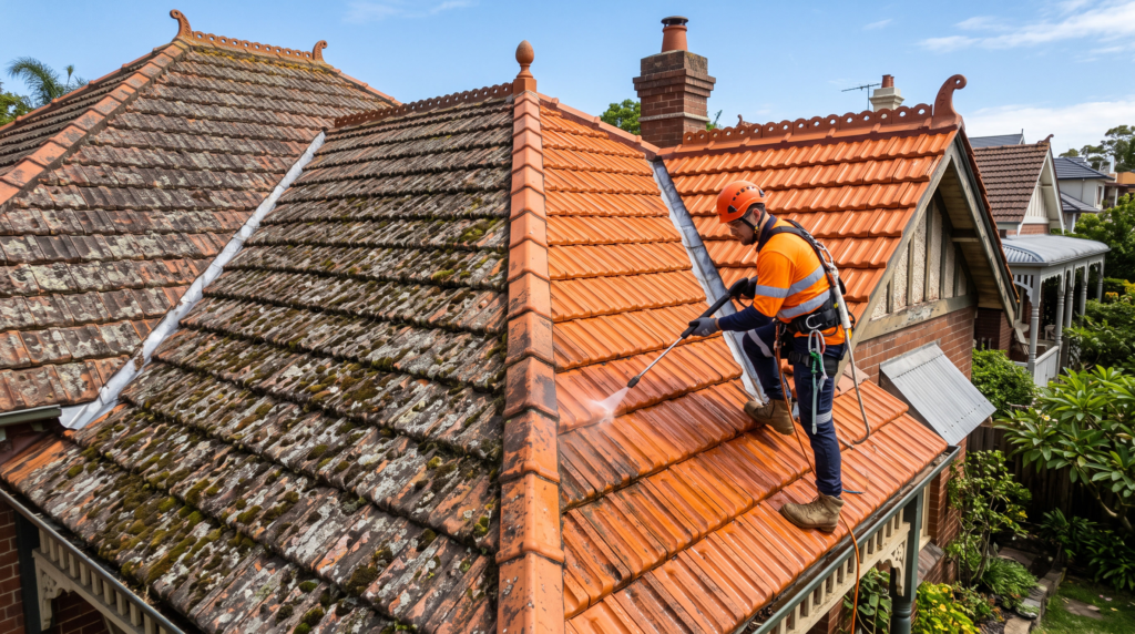 Terracotta roof cleaning on a Federation Sydney home — The Prestige Standard