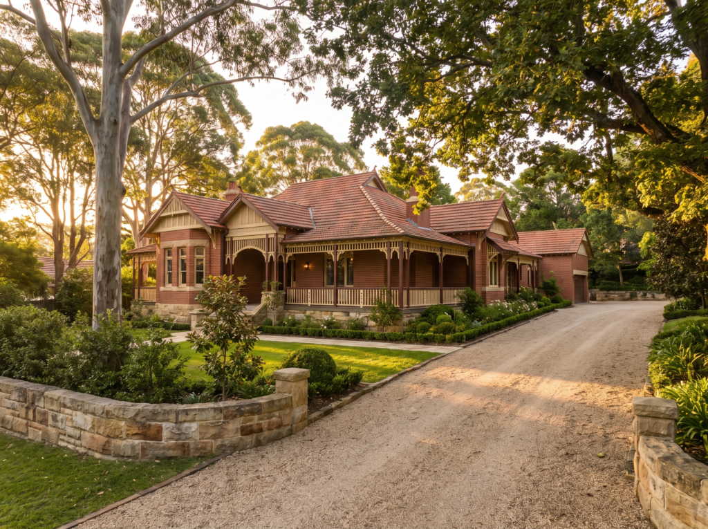 Grand Federation heritage home on a deep block in Warrawee with sandstone fence and clean render
